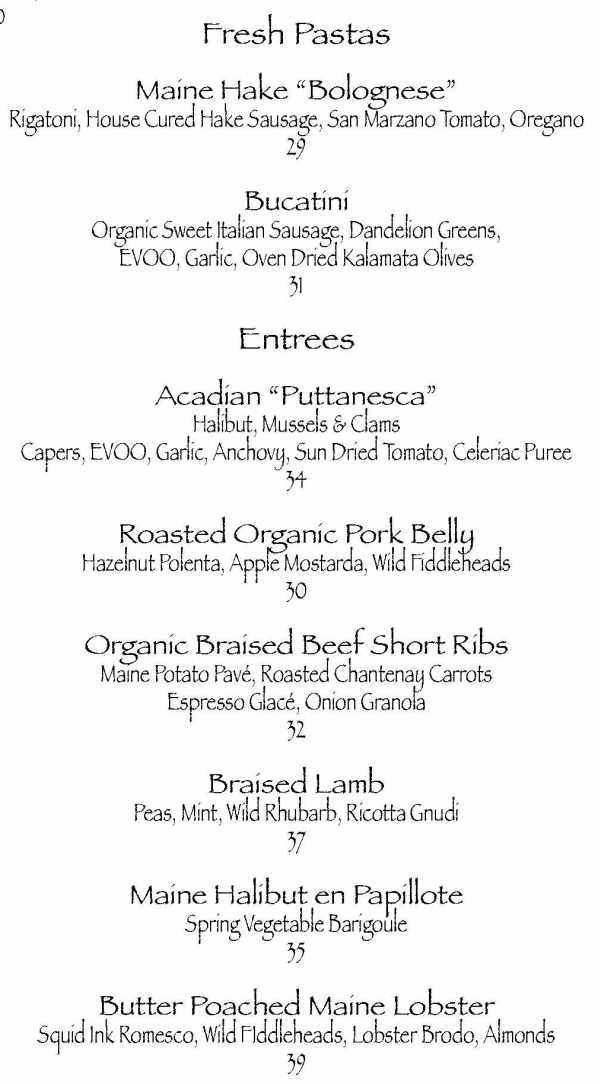 Page 3 of menu, Salt & Steel Bar Harbor, ME